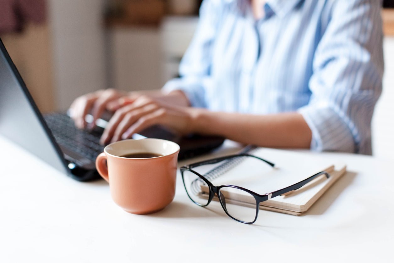 A person working comfortably at a desk